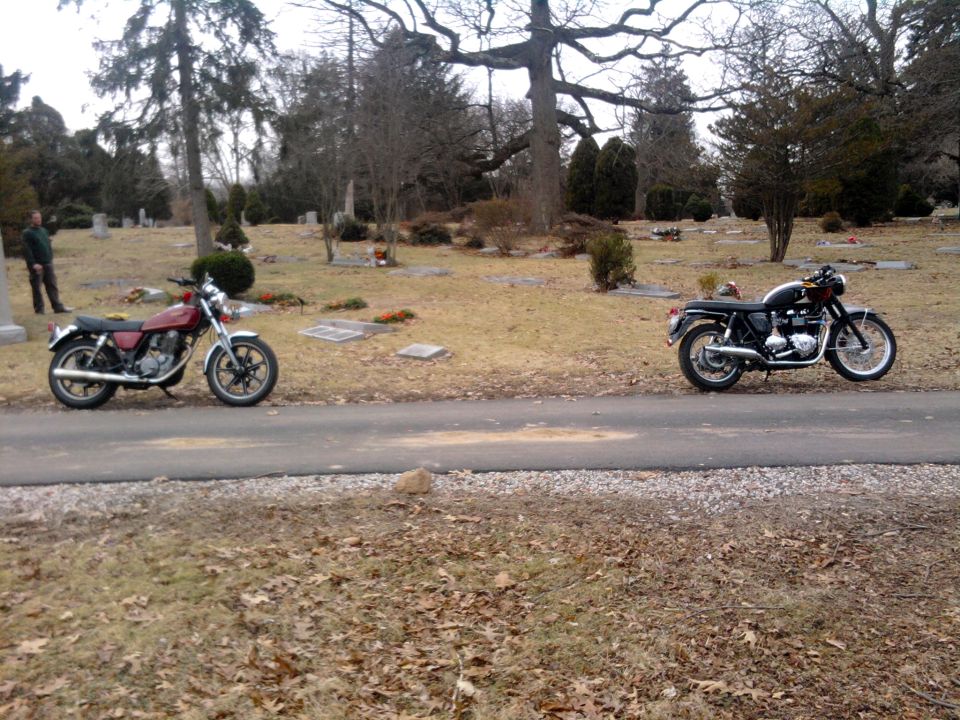 the Bonnie and '78 Yamaha 500 single