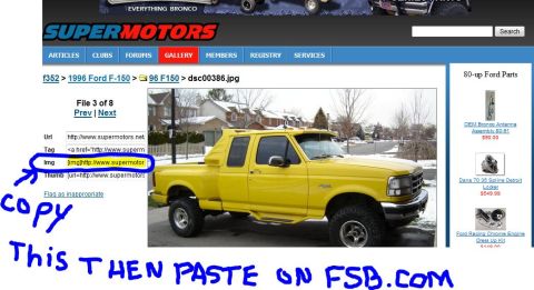 1989 Ford Bronco - A yellow Ford F-150 pickup truck is shown from the front-right angle, with text overlaid on the image.