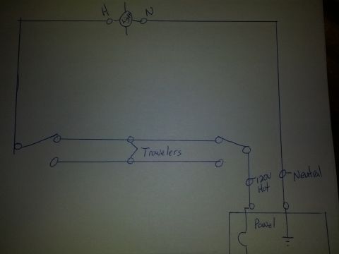 1979 Ford F-150 - Diagram shows a three-way switch setup for controlling a light from two locations.