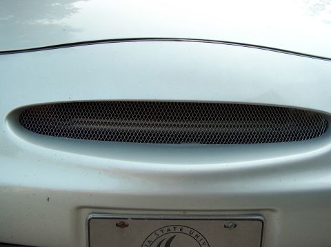 1998 Ford Taurus - The front grille of a car is shown, with a license plate visible underneath.