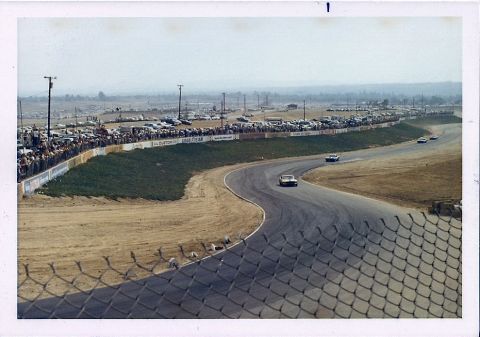 1973 Ford Mustang - A race unfolds on a sun-drenched track, with crowds gathered to watch the competition.
