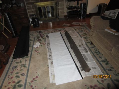 1979 Ford Bronco - Interior trim piece prepared on newspaper for a project.