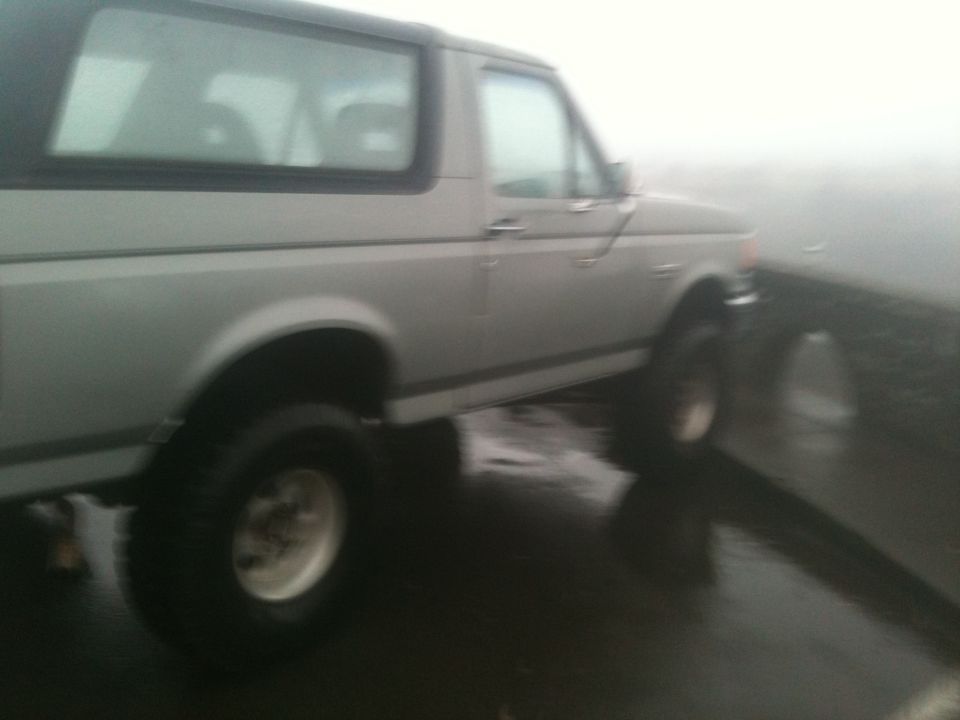 1988 Ford Bronco side view in fog