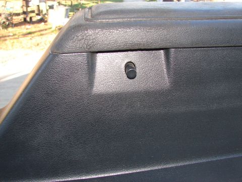 1973 Ford Ranchero - A detail shot of a vehicle's interior door panel, focusing on a small black knob.