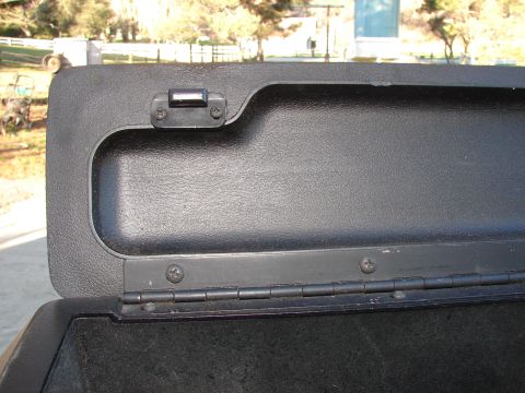 1973 Ford Ranchero - The interior of a vehicle's storage compartment is shown with the lid open.