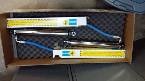 1996 Ford Bronco - New Bilstein shocks are ready for installation, packaged securely in their original boxes.