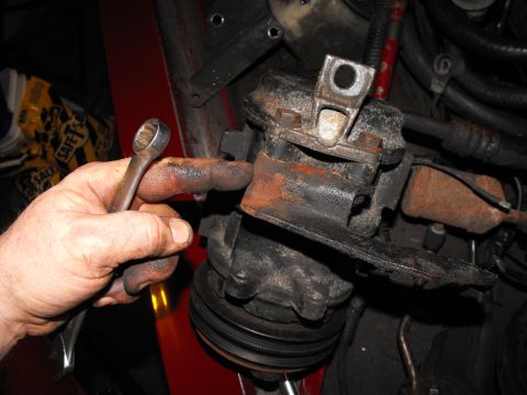 1982 Chrysler New Yorker - To use the stock 89' Denso brackets, this steel bracket comes off the A/C compressor.