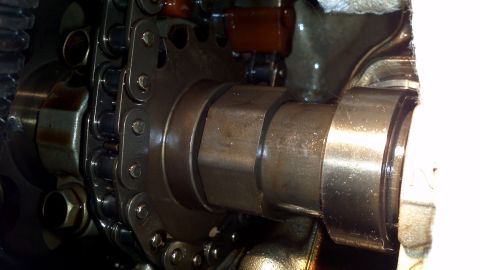 1996 Ford Taurus - This image shows a close-up view of an engine's camshaft and timing chain assembly.