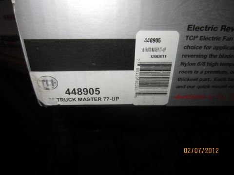 1979 Ford Bronco - Box for TCI Electric Fan part number 448905, labeled TRUCK MASTER 77-UP.