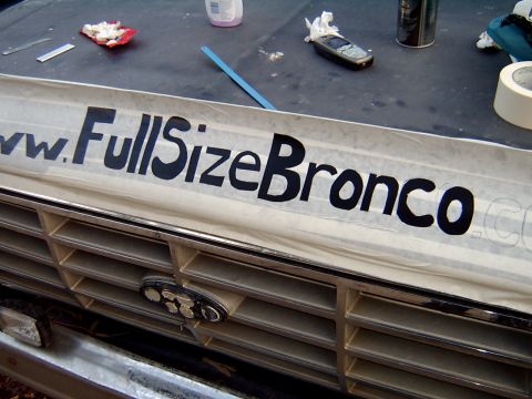 1982 Ford Bronco - Decal applied to the grille of a 1982 Ford Bronco reads www.FullSizeBronco.com.
