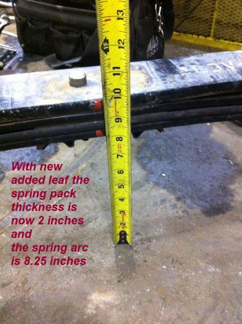 2010 Ford F-150 - Measuring the thickness and arc of a leaf spring pack after adding a new leaf.