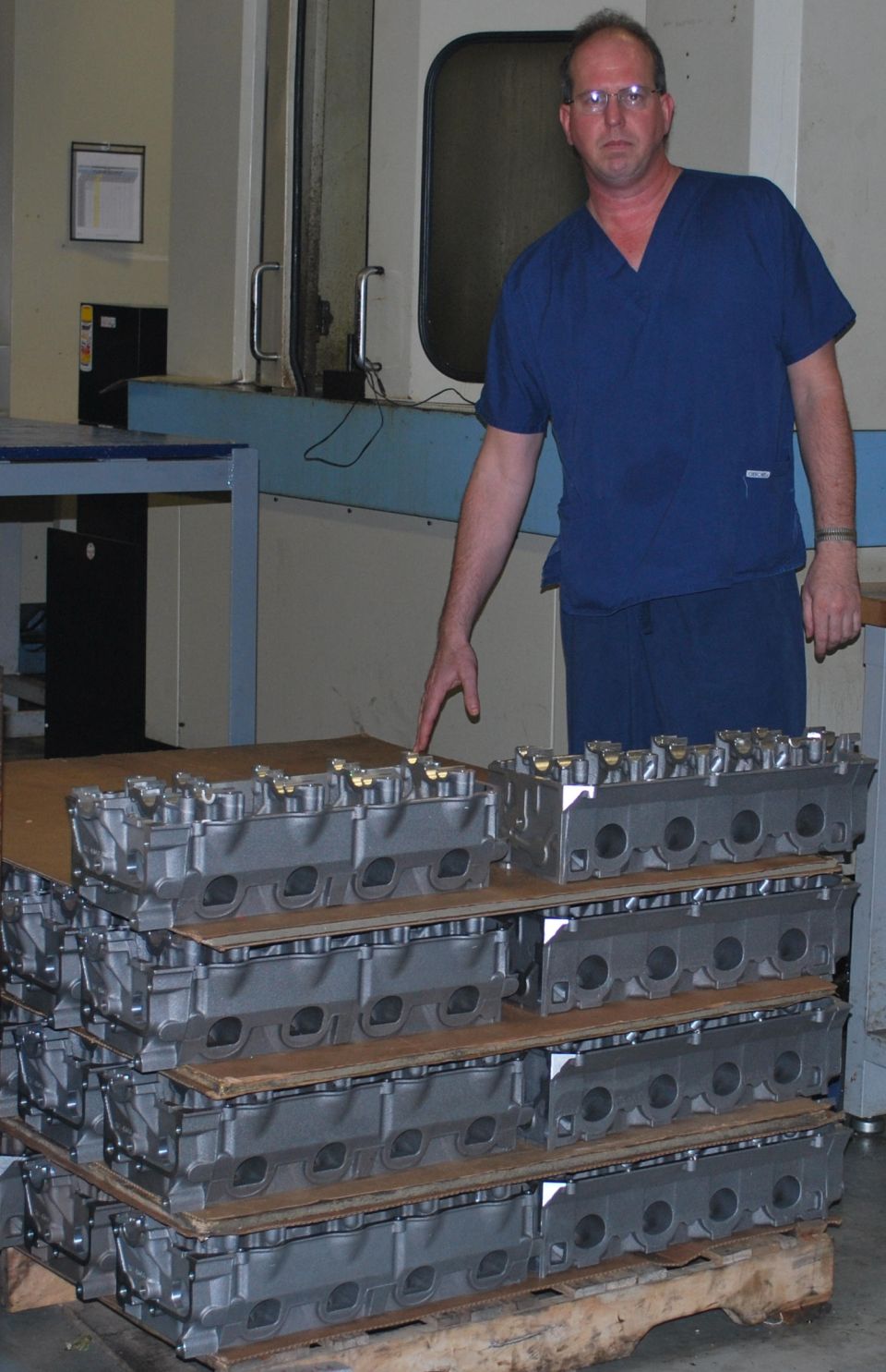 Stack of engine cylinder heads