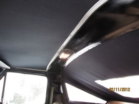 1979 Ford Bronco - Interior shot showing the headliner and dome light, dated 02/11/2012.