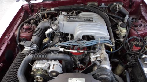 1989 Ford Mustang - The engine bay of a 1989 Ford Mustang, the 5.0 HO engine.