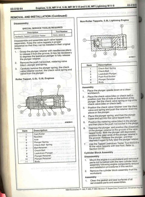 1996 Ford Bronco - This document details engine component removal and installation procedures, not a specific vehicle.