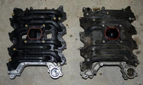 1999 Ford Crown Victoria - Comparison of two intake manifolds, one appears newer than the other.