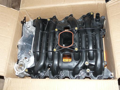 New intake manifold in a cardboard box