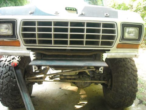 1979 Ford F-150 - Front view of a 1979 Ford F-150, showing the grille and massive tires.