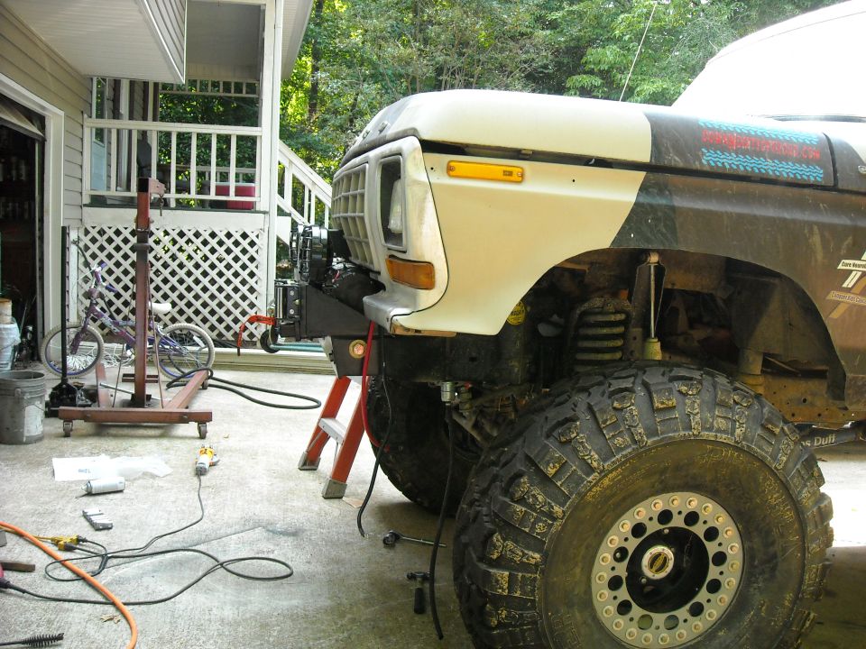 1979 Ford F-150 front fender and large off-road tire