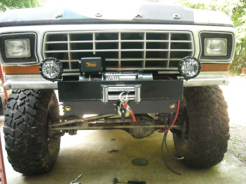 1979 Ford F-150 - Front view of a 1979 Ford F-150 pickup truck with a winch installed.
