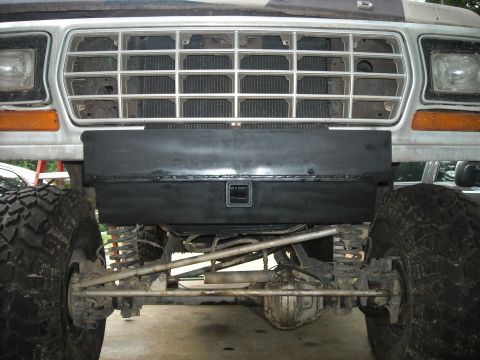 1979 Ford F-150 - Front view of a 1979 Ford F-150 with a custom toolbox and off-road tires.