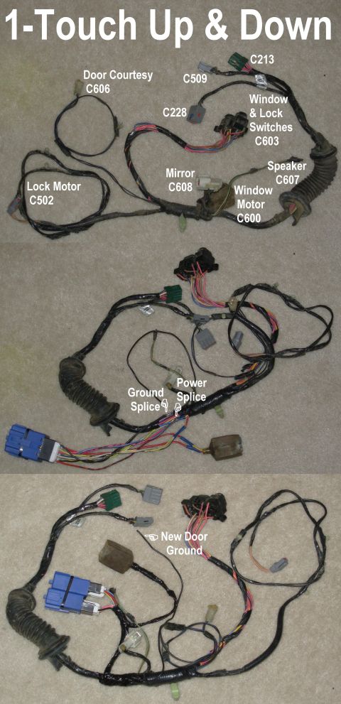 1983 Ford Bronco - This is the right door harness from a '93 Bronco, but the procedure is the same for almost any reversible 12VDC motor. Cut the wires betwee…