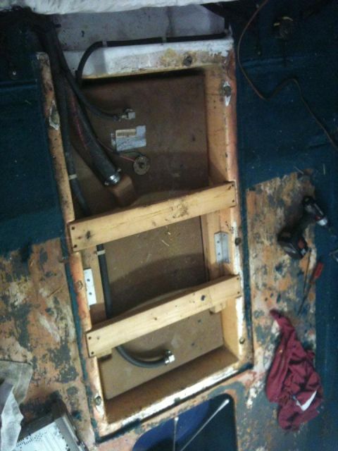 1978 Chevrolet Camaro - This photo shows the interior of a boat, likely during a renovation, with exposed wood and visible plumbing.