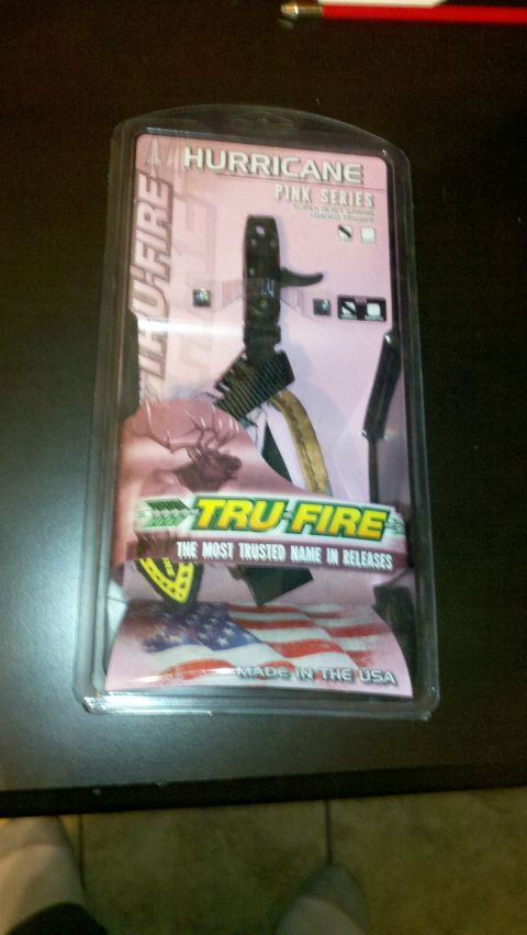2010 Champion 188 - Packaged Tru Fire Hurricane Pink Series bow release, labeled as the most trusted name in releases.