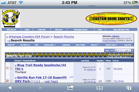2000 Jeep TJ - Screenshot of a 4x4 forum's search results page showing various threads.
