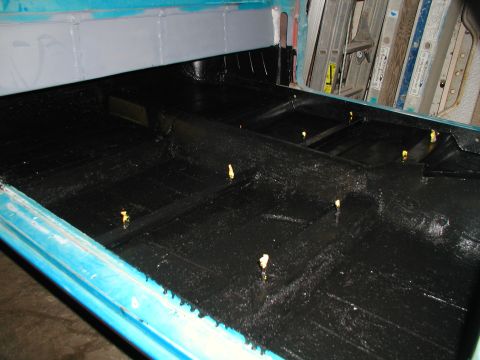 1960 Ford Ranchero - Vehicle interior floor treated with black sound deadening material.