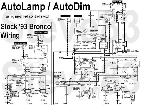 1983 Ford Bronco - AutoLamp & AutoDim Brights added to a '92-96 Bronco or F-series using a modified '90 Cougar control switch. NON-STANDARD WIRING - DO NOT US…
