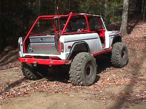 1996 Ford Bronco - This modified 1996 Ford Bronco is equipped for off-road use with a roll cage and large tires.