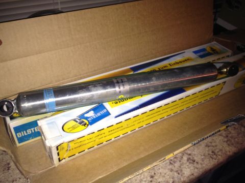 1989 Ford Bronco - A new Bilstein shock absorber rests in its original packaging, complete with instructions for installation.