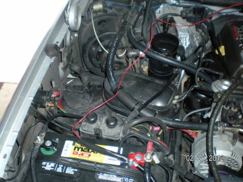 1996 Ford Bronco - Here's a "top view" of the re-located canister, the shortened plastic hose, and the replacement silicone hose......came out prett…