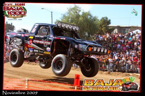 1986 Ford Bronco - Off-road truck jumps during the Baja 1000 event in Ensenada, 2009.