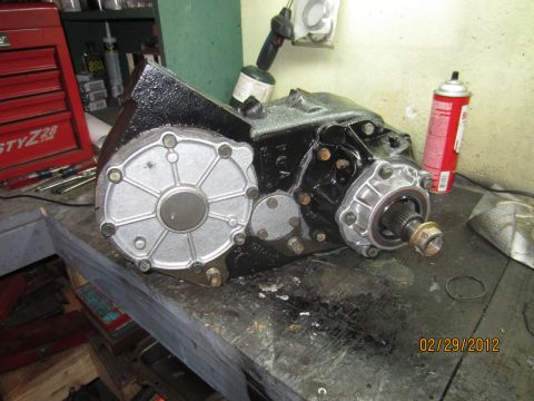 1979 Ford Bronco - NP205 transfer case shown on a workbench, with a date stamp of 02/29/2012.