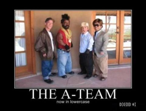 2000 Mercury Grand Marquis - A humorous image depicting a group of men, with one resembling Mr. T, captioned 'THE A-TEAM now in lowercase'.