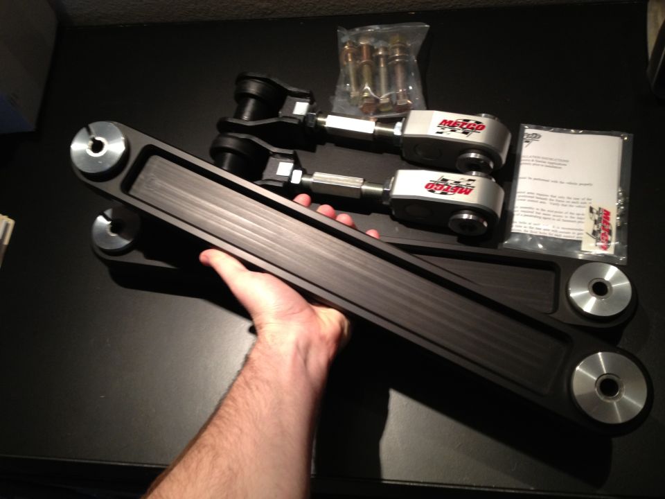 Black Metco control arms with silver adjustment sleeves and hardware