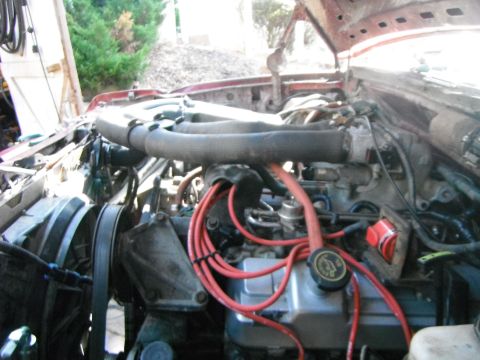 1988 Ford Bronco - 460 finally stuff into the engine compartment, right after i first got it running