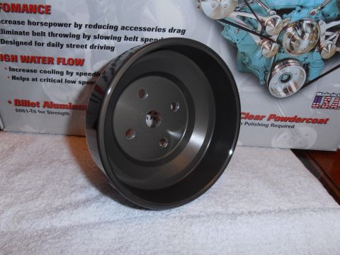1990 Ford Bronco - This pulley is made of billet aluminum and features a clear powdercoat finish.
