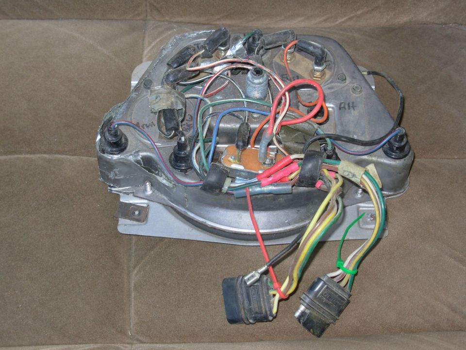 Back of an instrument cluster with wiring and connectors