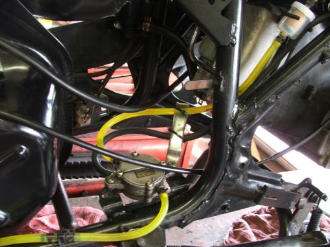 2008 Yamaha Zuma - Motorcycle fuel pump and lines detail, showing the fuel delivery system.