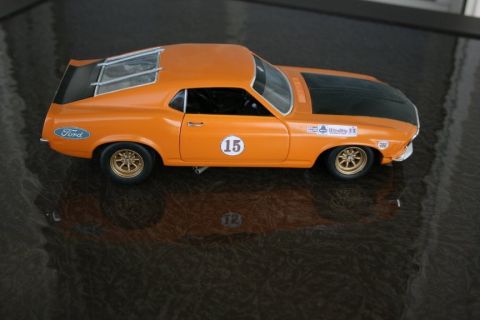 1970 Ford Mustang - Diecast model of a 1970 Ford Mustang with racing livery and a number 15 on the door.