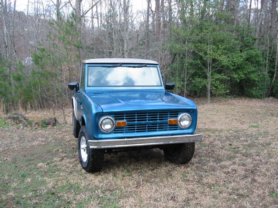 Blue 1969 Ford Bronco front view