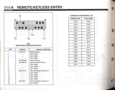 1996 Ford Bronco - RKE - 9 Connector 241