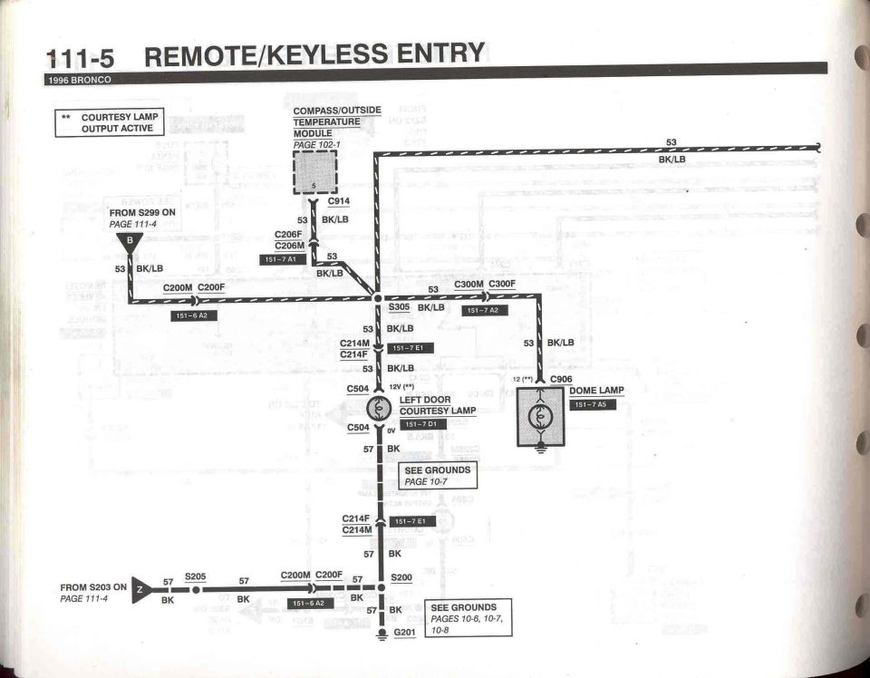 Wiring diagram for 1996 Bronco remote keyless entry page 111-5