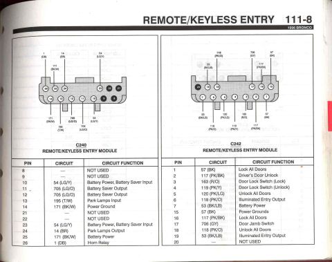 1996 Ford Bronco - RKE - 8 Connectors C240 & C242