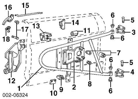 1996 Ford Bronco - Tire Carrier, Swing-Away, Type 3 (90-96) Parts Break-Out Diagram w/Ford Part Numbers Carrier, Tire F2TZ 1433 A 32851 Support, FOTZ 1A429 A…