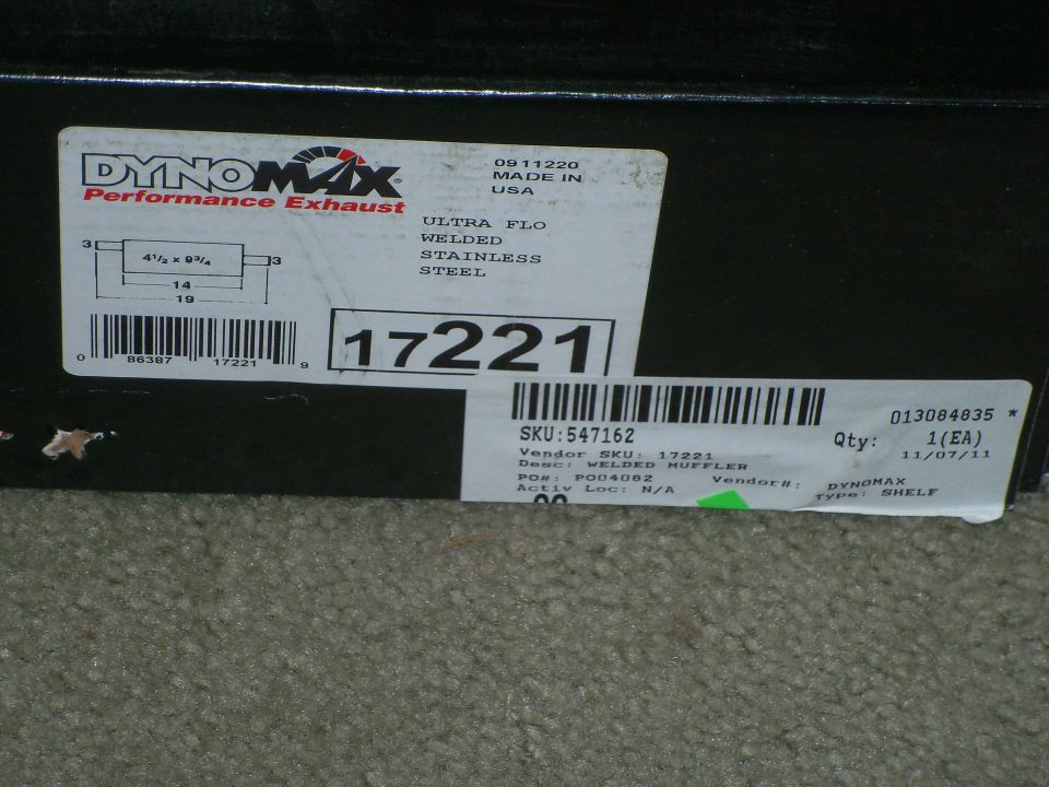 Dynomax Mufflers purchanse from Discountexhaustsystems.com $49.43 each