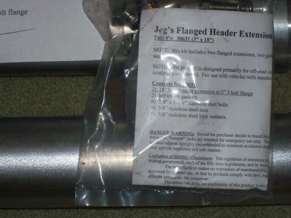 Jegs brand header collector extensions, 3" x 18"